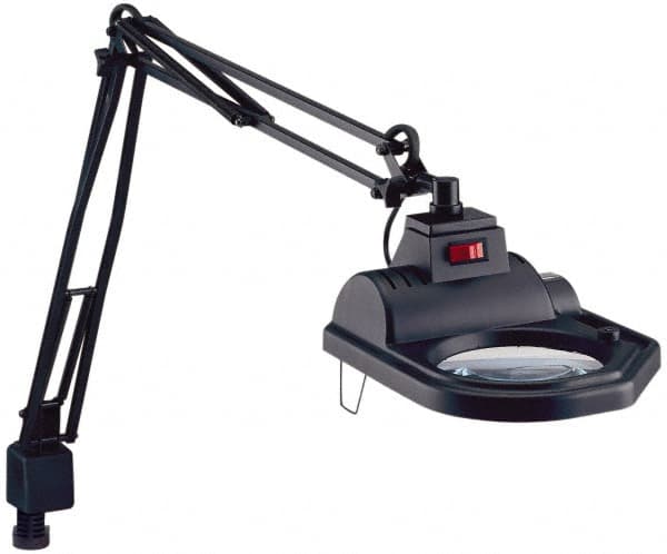 Electrix - 45 Inch, Spring Suspension, Clamp on, Halogen, Black, Magnifying Task Light - 100 Watt, 1.75x Magnification, 5 Inch Wide - Makers Industrial Supply