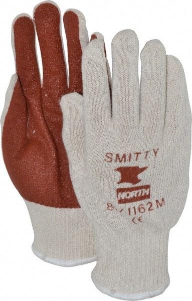 North - Size M (8) Nitrile Coated Cotton Blend General Protection Work Gloves - For General Purpose, Palm & Fingers Coated, Knit Wrist Cuff, Full Fingered, Brown, Paired - Makers Industrial Supply