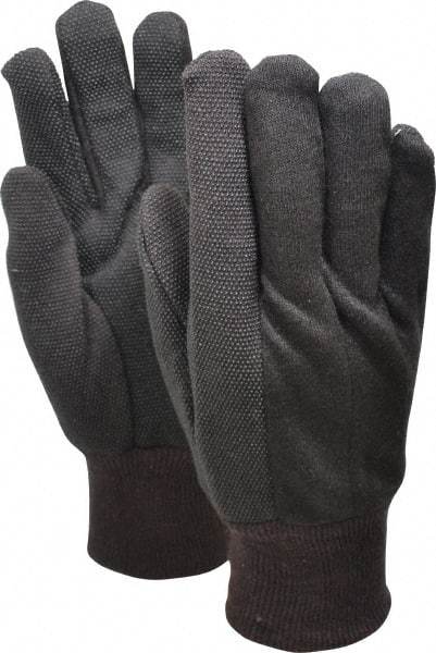 PRO-SAFE - Size Universal PVC Coated Cotton Blend General Protection Work Gloves - For General Purpose, Palm & Fingers Coated, Knit Wrist Cuff, Full Fingered, Brown, Paired - Makers Industrial Supply