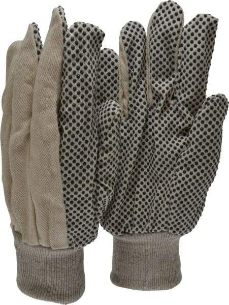 PRO-SAFE - Size Universal PVC Coated Cotton Canvas General Protection Work Gloves - For General Purpose, Palm & Fingers Coated, Knit Wrist Cuff, Full Fingered, Black/White, Paired - Makers Industrial Supply