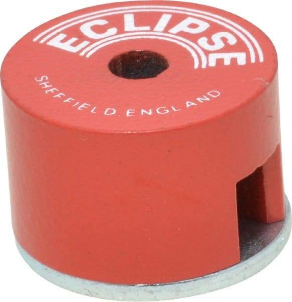 Eclipse - 1" Diam, 3/16" Hole Diam, 3.4 kg Max Pull Force Alnico Button Magnet - 5/8" High, 11/32" Gap Width, Grade 5 Alnico - Makers Industrial Supply