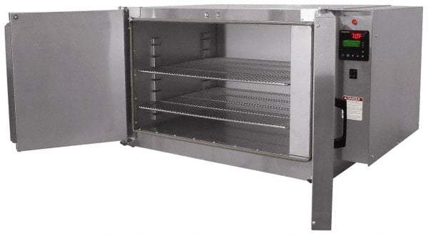 Grieve - 1 Phase, 28 Inch Inside Width x 24 Inch Inside Depth x 18 Inch Inside Height, 350°F Max, Portable Heat Treating Bench Oven - 2 Shelves, 7 Cubic Ft. Work Space, 115 Max Volts, 41 Inch Outside Width x 30 Inch Outside Depth x 23 Inch Outside Height - Makers Industrial Supply