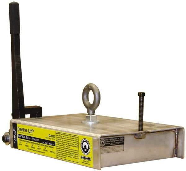 Mag-Mate - 3,000 Lb Load Capacity, Magnetic Lifter - 7" High x 10-1/2" Wide, For Use with Flats - Makers Industrial Supply