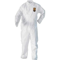 KleenGuard - Size L SMS General Purpose Coveralls - White, Zipper Closure, Elastic Cuffs, Elastic Ankles, Serged Seams - Makers Industrial Supply