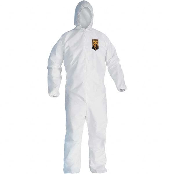 KleenGuard - Size M SMS General Purpose Coveralls - White, Zipper Closure, Elastic Cuffs, Elastic Ankles, Serged Seams - Makers Industrial Supply