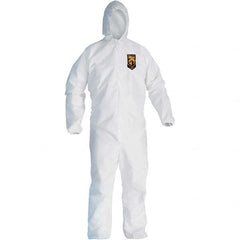 KleenGuard - Size L SMS General Purpose Coveralls - White, Zipper Closure, Elastic Cuffs, Elastic Ankles, Serged Seams - Makers Industrial Supply