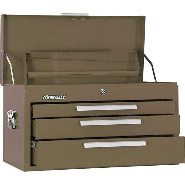 Kennedy - 3 Drawer Tool Chest - 26-1/8" Wide x 12-1/8" Deep x 14-3/4" High, Steel, Brown - Makers Industrial Supply