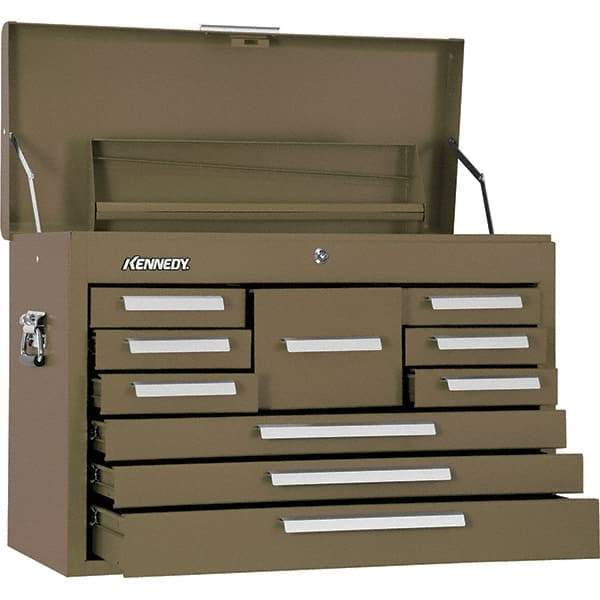 Kennedy - 10 Drawer Tool Chest - 26-1/8" Wide x 12-1/8" Deep x 18-7/8" High, Steel, Brown - Makers Industrial Supply