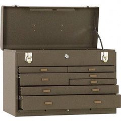 Kennedy - 7 Drawer Tool Chest - 20-1/8" Wide x 8-1/2" Deep x 13-5/8" High, Steel, Brown - Makers Industrial Supply