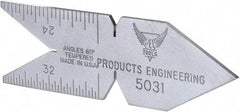 PEC Tools - 60° Angle, Satin Chrome Coated Steel Center Gage - 1/32 to 1/14 Inch Graduation - Makers Industrial Supply