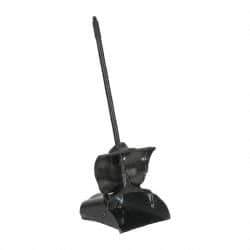 Rubbermaid - 11-1/4" Wide x 5" High Upright Dustpan - Plastic Body, 12-51/64" Handle, Black, with Wheels - Makers Industrial Supply