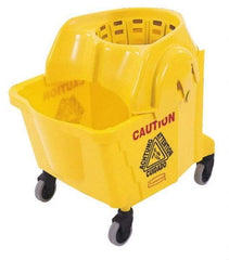 Rubbermaid - 35 Qt Plastic Bucket & Wringer - 18-5/8" Long x 24-3/4" High x 15-7/8" Wide, Yellow - Makers Industrial Supply