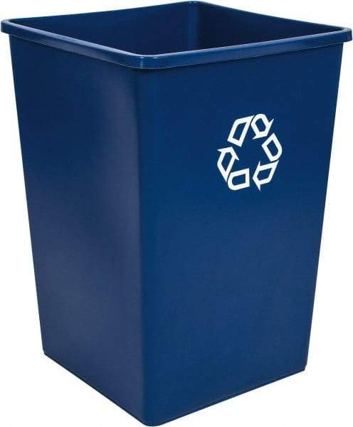 Rubbermaid - 35 Gal Blue Square Recycling Container - Polyethylene, 27-5/8" High x 19-1/2" Long x 19-1/2" Wide - Makers Industrial Supply