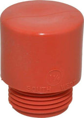 Made in USA - 1-1/4" Face Diam, Grade Medium, Red Hammer Tip/Face - Vinyl - Makers Industrial Supply