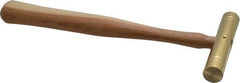 Made in USA - 1/2 Lb Head 3/4" Face Brass Head Striking Tool Hammer - 10-1/2" OAL, Wood Handle - Makers Industrial Supply