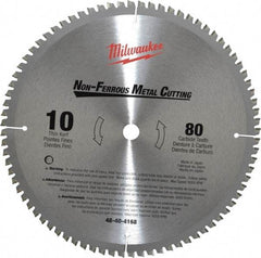 Milwaukee Tool - 10" Diam, 5/8" Arbor Hole Diam, 80 Tooth Wet & Dry Cut Saw Blade - Carbide-Tipped, General Purpose & Straight Action, Standard Round Arbor - Makers Industrial Supply