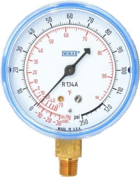 Wika - 2-1/2" Dial, 1/8 Thread, 30-0-120 Scale Range, Pressure Gauge - Lower Connection Mount, Accurate to 1-2-5% of Scale - Makers Industrial Supply