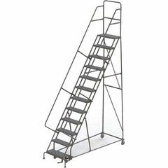 TRI-ARC - 156" 12 Step Rolling Platform Ladder - 450 Lb Capacity, 120" Platform Height, 35" Base Width x 90" Depth, Perforated Tread - Makers Industrial Supply