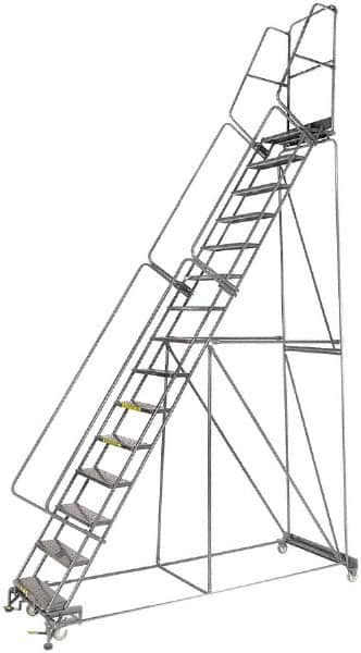 Ballymore - 192" 15 Step Ladder - Lock Step Rolling Safety Ladder, 450 Lb Capacity, 150" Platform Height, 40" Base Width x 106" Depth, Abrasive Mat Tread - Makers Industrial Supply