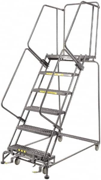 Ballymore - 93" 6 Step Ladder - 450 Lb Capacity, 60" Platform Height, 30" Base Width x 56" Depth, Heavy-Duty Serrated Grating - Makers Industrial Supply