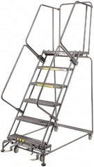 Ballymore - 93" 6 Step Ladder - 450 Lb Capacity, 60" Platform Height, 30" Base Width x 56" Depth, Heavy-Duty Serrated Grating - Makers Industrial Supply