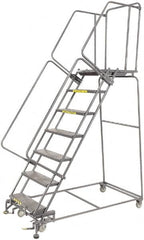 Ballymore - 103" 7 Step Ladder - 450 Lb Capacity, 70" Platform Height, 30" Base Width x 62" Depth, Heavy-Duty Serrated Grating - Makers Industrial Supply