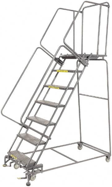 Steel Rolling Ladder: 7 Step Perforated Tread