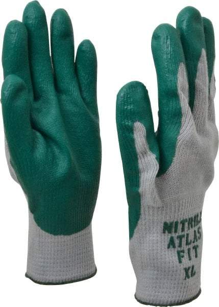 SHOWA - Size XL (10) Nitrile Coated Cotton Blend General Protection Work Gloves - For General Purpose, Palm & Fingers Coated, Knit Wrist Cuff, Full Fingered, Green/Gray, Paired - Makers Industrial Supply