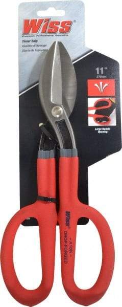 Wiss - 2-1/2" Length of Cut, Straight Pattern Tinner's Snip - 11" OAL, Cushion Grip Handle, 21 AWG Steel Capacity - Makers Industrial Supply