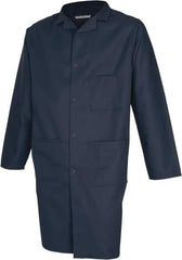 PRO-SAFE - Size XL Navy Blue Lab Coat - Polyester and Cotton, Snap Front, Open Wrists, (2 Pass Through Pockets and Front Chest and Hip Pocket) - Makers Industrial Supply