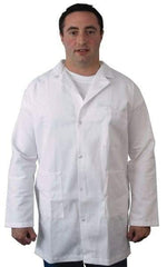 PRO-SAFE - Size M White Lab Coat - Polyester and Cotton, Snap Front, Open Wrists, (2 Pass Through Pockets and Front Chest and Hip Pocket) - Makers Industrial Supply