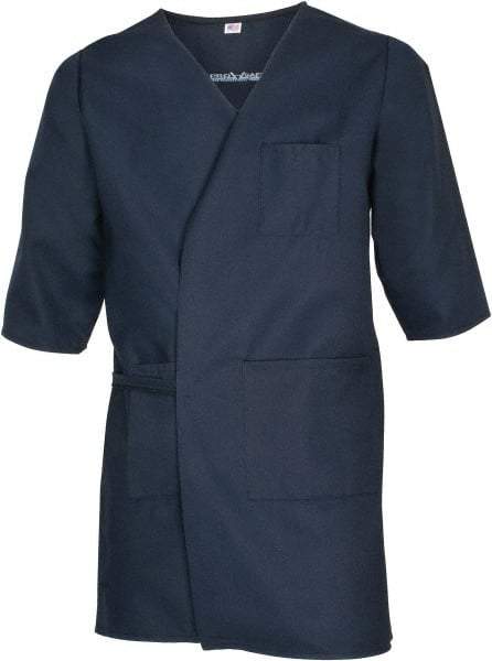 PRO-SAFE - Size L Navy Blue Smock with 5 Pockets - Polyester and Cotton, Buttonless and Ties In Back - Makers Industrial Supply