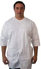 PRO-SAFE - Size M White Smock with 5 Pockets - Polyester and Cotton, Buttonless and Ties In Back - Makers Industrial Supply