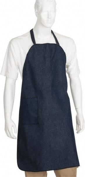 PRO-SAFE - 27 x 35" General Purpose Bib Apron - Denim, Denim Blue, 1 Pocket - Makers Industrial Supply