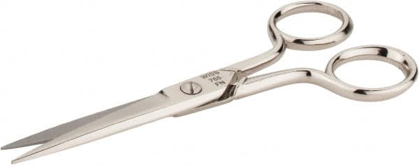 Wiss - 2" LOC, 5-1/8" OAL Standard Scissors - Chrome Plated Straight Handle, For Sewing - Makers Industrial Supply