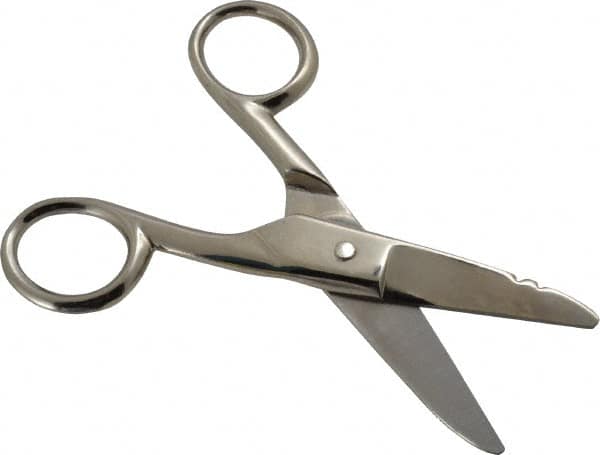 Wiss - 1-7/8" LOC, 5-1/4" OAL Nickel Plated Standard Scissors - Serrated, Plastic Handle, For Electrical - Makers Industrial Supply