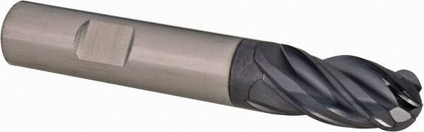 SGS - 9/16" Diam, 1-1/8" LOC, 4 Flute Solid Carbide Ball End Mill - Makers Industrial Supply