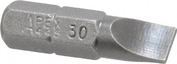 Apex - 0.248" x 0.038" Blade, 1/4" Drive Slotted Screwdriver Bit - 1" OAL, Insert Bit - Makers Industrial Supply