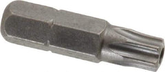 Apex - 1/4" Drive T30 Torx Screwdriver Bit - 1" OAL, Tamper Resistant Bit - Makers Industrial Supply