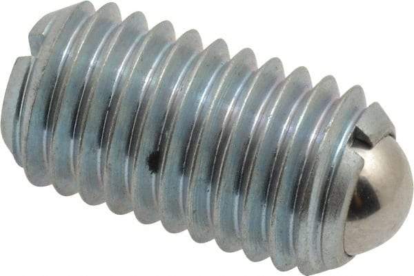 Gibraltar - M12x1.75, 8mm Ball Diam, 22mm Body Length, 2.5mm Max Ball Reach, Threaded Ball Plunger - Steel Body, Steel Ball, 2.25 Lb Initial End Force, 4.5 Lb Final End Force - Makers Industrial Supply