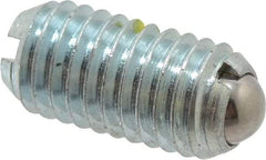 Gibraltar - M8x1.25, 5mm Ball Diam, 16mm Body Length, 1.5mm Max Ball Reach, Threaded Ball Plunger - Steel Body, Steel Ball, 1.12 Lb Initial End Force, 2.25 Lb Final End Force, Locking Element - Makers Industrial Supply