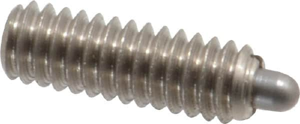 Gibraltar - 1/4-20, 3/4" Thread Length, 1/8" Plunger Projection, Stainless Steel Threaded Spring Plunger - 0.118" Max Plunger Diam, 3/4" Plunger Length, 2 Lb Init End Force, 9 Lb Final End Force, 0.0781" Hex - Makers Industrial Supply