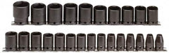 Proto - 25 Piece 1/2" Drive Impact Socket Set - 6 Points, 8mm to 36mm Range, Metric Measurement Standard - Makers Industrial Supply