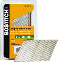 Stanley Bostitch - 15 Gauge 0.07" Shank Diam 2-1/2" Long Finishing Nails for Power Nailers - Steel, Bright Finish, Smooth Shank, Angled Stick Adhesive Collation, Round Head, Chisel Point - Makers Industrial Supply