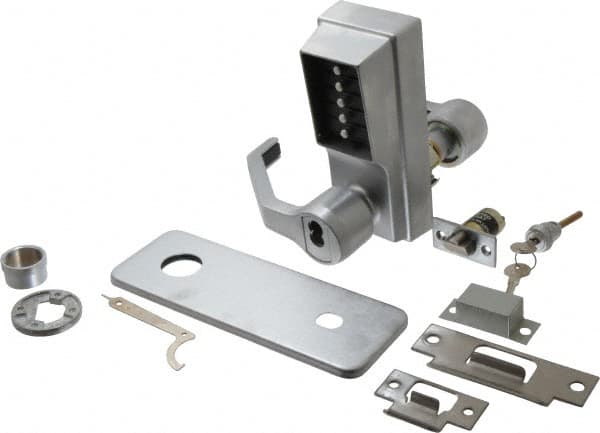 Kaba Access - Heavy Duty Combination Entry Lever Lockset with Key Override - 2-3/4" Back Set, 6 or 7 Pin Length Best & Compatible Cylinder (Core Not Included), Satin Chrome Finish - Makers Industrial Supply