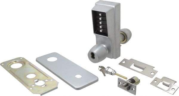 Kaba Access - 1-3/8 to 2-1/4" Door Thickness, Satin Chrome Pushbutton Knob Lockset - 2-3/4" Back Set, 6 or 7 Pin Length Best & Compatible (Core Not Included) Cylinder - Makers Industrial Supply