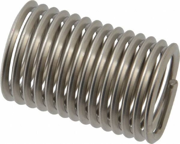 Recoil - 7/8-9 UNC, 1-3/4" OAL, Free Running Helical Insert - 13-3/4 Free Coils, Tanged, Stainless Steel, Bright Finish, 2D Insert Length - Exact Industrial Supply