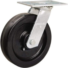 Hamilton - 8" Diam x 2" Wide x 9-1/2" OAH Top Plate Mount Swivel Caster - Phenolic, 900 Lb Capacity, Straight Roller Bearing, 4-1/2 x 6-1/4" Plate - Makers Industrial Supply