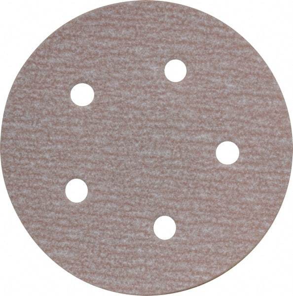 Norton - 5" Diam, 220 Grit, Aluminum Oxide Hook & Loop Disc - Very Fine Grade, Coated, B Weight Paper Backing, Series A275 - Makers Industrial Supply