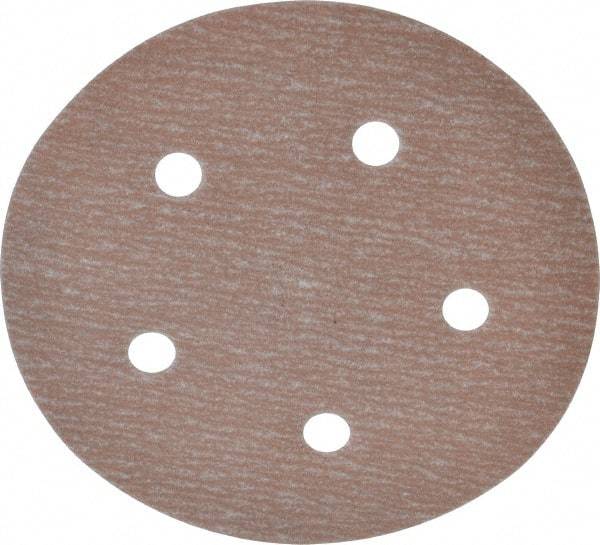 Norton - 5" Diam, 320 Grit, Aluminum Oxide Hook & Loop Disc - Extra Fine Grade, Coated, B Weight Paper Backing, Series A275 - Makers Industrial Supply